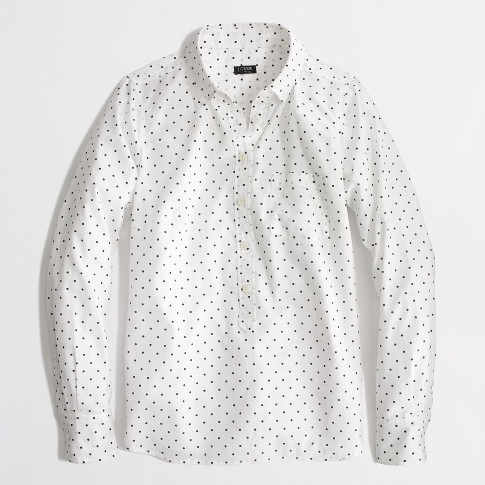 J. Crew Polka Dot Printed Voile Popover - Picture 1 of 7